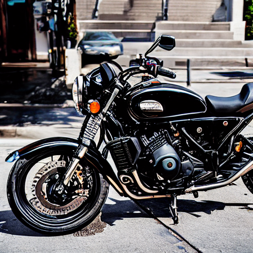 098_The black motorcycle is parked on the sidewalk..png